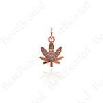 Clear Cubic Leaves Pendant,Rhinestone Maple Leaf Charms Jewelry 10x13mm