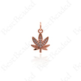 Clear Cubic Leaves Pendant,Rhinestone Maple Leaf Charms Jewelry 10x13mm