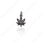 Clear Cubic Leaves Pendant,Rhinestone Maple Leaf Charms Jewelry 10x13mm