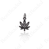 Clear Cubic Leaves Pendant,Rhinestone Maple Leaf Charms Jewelry 10x13mm