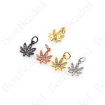 Clear Cubic Leaves Pendant,Rhinestone Maple Leaf Charms Jewelry 10x13mm