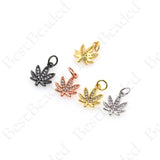 Clear Cubic Leaves Pendant,Rhinestone Maple Leaf Charms Jewelry 10x13mm