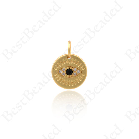 Evil Eye Pendant Charms,Micro Pave Cubic Amulet Jewelry Findings 10mm