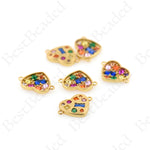Rainbow Heart Connector,Multi-color CZ Stone Treasure Charms 20x14mm
