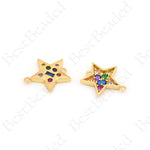 Colorful Star Pendant Charm,Pave Cubic Star Connector Links 18x15mm