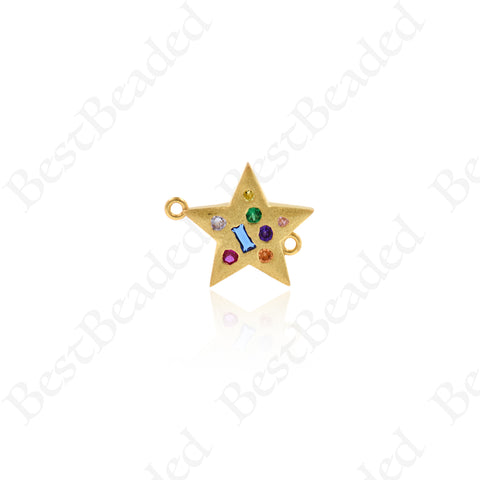 Colorful Star Pendant Charm,Pave Cubic Star Connector Links 18x15mm