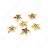 Colorful Star Pendant Charm,Pave Cubic Star Connector Links 18x15mm