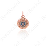 Evil Eye Pendants,Pave Cubic Hammered Protection Charms 10mm