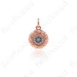 Evil Eye Pendants,Pave Cubic Hammered Protection Charms 10mm