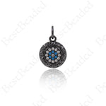 Evil Eye Pendants,Pave Cubic Hammered Protection Charms 10mm