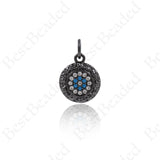 Evil Eye Pendants,Pave Cubic Hammered Protection Charms 10mm