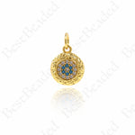 Evil Eye Pendants,Pave Cubic Hammered Protection Charms 10mm