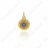 Evil Eye Pendants,Pave Cubic Hammered Protection Charms 10mm