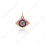 Hammered Evil Eye Pendant,Cubic Pave Amulet Charms 13x10mm