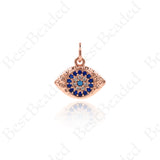 Hammered Evil Eye Pendant,Cubic Pave Amulet Charms 13x10mm