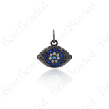 Hammered Evil Eye Pendant,Cubic Pave Amulet Charms 13x10mm