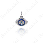 Hammered Evil Eye Pendant,Cubic Pave Amulet Charms 13x10mm