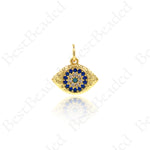 Hammered Evil Eye Pendant,Cubic Pave Amulet Charms 13x10mm