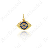 Hammered Evil Eye Pendant,Cubic Pave Amulet Charms 13x10mm