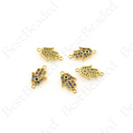 Rainbow Hamsa Hand Connector,Pave Cubic Hand Links 16x9mm
