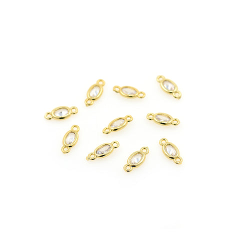 Minimalist Oval Zircon Connector-Jewelry Making Accessories   10x4mm