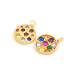 Exquisite Round Colorful Zircon Pendant-Jewelry Making Accessories   16mm