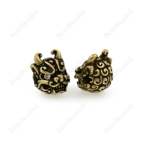 Dragon Beads,3D Carved Dragon Head Spacers,DIY Unique Jewelry Making Accessory 12x14mm