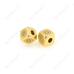 Cube Spacer Beads,Pave CZ @ Symbol Shape Dice Charms,for DIY Jewelry Making Accessory 9x9mm