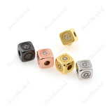 Cube Spacer Beads,Pave CZ @ Symbol Shape Dice Charms,for DIY Jewelry Making Accessory 9x9mm