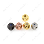North Star Spacer Beads,Cube Dice Shape Charms,Cubic Zirconia Jewelry Findings 9x9mm