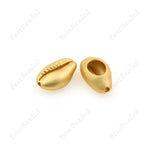 Matte Gold Seashell Spacer Beads,Gold Plated Cowrie Pendants for Unique Jewelry Making Accessory 10x16mm