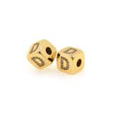 Exquisite Micropavé Letter Square Beads-Jewelry Making Accessories    9x9mm