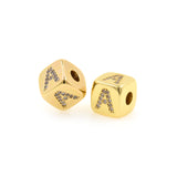 Exquisite Micropavé Letter Square Beads-Jewelry Making Accessories    9x9mm