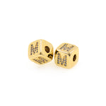 Exquisite Micropavé Letter Square Beads-Jewelry Making Accessories    9x9mm