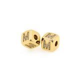 Exquisite Micropavé Letter Square Beads-Jewelry Making Accessories    9x9mm