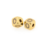 Exquisite Micropavé Letter Square Beads-Jewelry Making Accessories    9x9mm