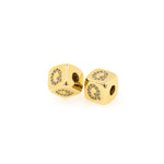 Exquisite Micropavé Letter Square Beads-Jewelry Making Accessories    9x9mm