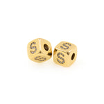 Exquisite Micropavé Letter Square Beads-Jewelry Making Accessories    9x9mm