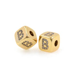 Exquisite Micropavé Letter Square Beads-Jewelry Making Accessories    9x9mm