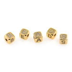 Exquisite Micropavé Letter Square Beads-Jewelry Making Accessories    9x9mm