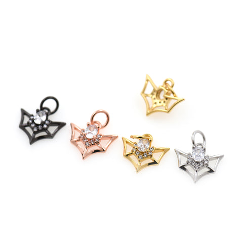 Minimalist Bat Zircon Pendant-Jewelry Making Accessories   12x11mm