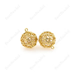 14k Gold Hollow Ball Pendant,10mm Brass Ball Bead Charms for DIY Handmade Accessories 10mm