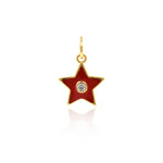 Minimalist Enamel Star Zircon Pendant-Jewelry Making Accessories   10x12mm