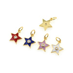Minimalist Enamel Star Zircon Pendant-Jewelry Making Accessories   10x12mm