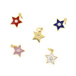 Minimalist Enamel Star Zircon Pendant-Jewelry Making Accessories   10x12mm