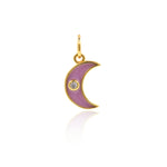 Minimalist Enamel Moon Zircon Pendant-Jewelry Making Accessories   7x12mm