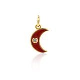 Minimalist Enamel Moon Zircon Pendant-Jewelry Making Accessories   7x12mm