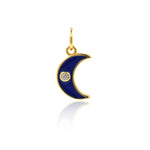 Minimalist Enamel Moon Zircon Pendant-Jewelry Making Accessories   7x12mm