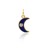 Minimalist Enamel Moon Zircon Pendant-Jewelry Making Accessories   7x12mm