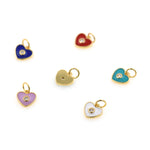 Minimalist Enamel Heart Shaped Zircon Pendant-Jewelry Making Accessories   9x9mm